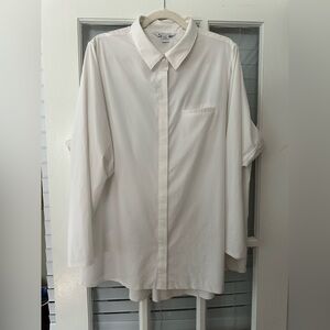 Athleta Women’s 2X Urbanite Cream Button Up Long Sleeve Lightweight Shirt